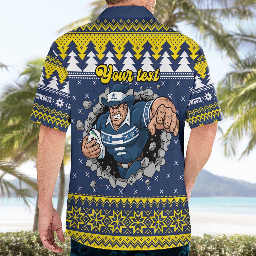 Merry Queensland Cowboys Personalised Hawaiian Shirt Christmas Rugby League Spirit - Aussie Hoodie