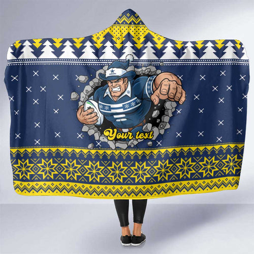 Merry Queensland Cowboys Personalised Hooded Blanket Christmas Rugby League Spirit - Aussie Hoodie