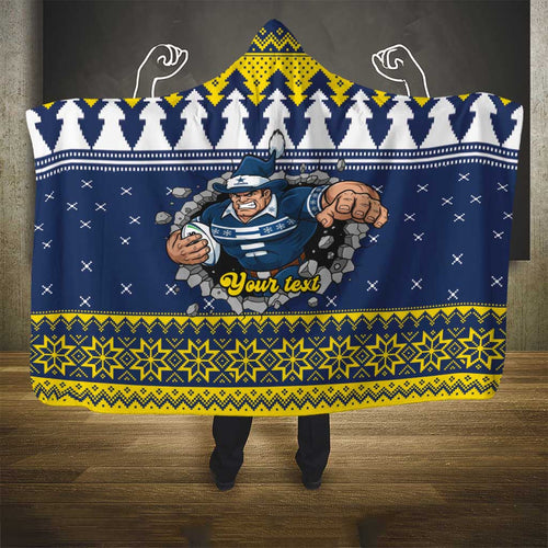 Merry Queensland Cowboys Personalised Hooded Blanket Christmas Rugby League Spirit - Aussie Hoodie