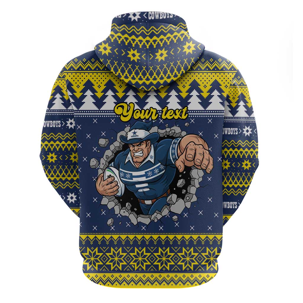 Merry Queensland Cowboys Personalised Hoodie Christmas Rugby League Spirit - Aussie Hoodie
