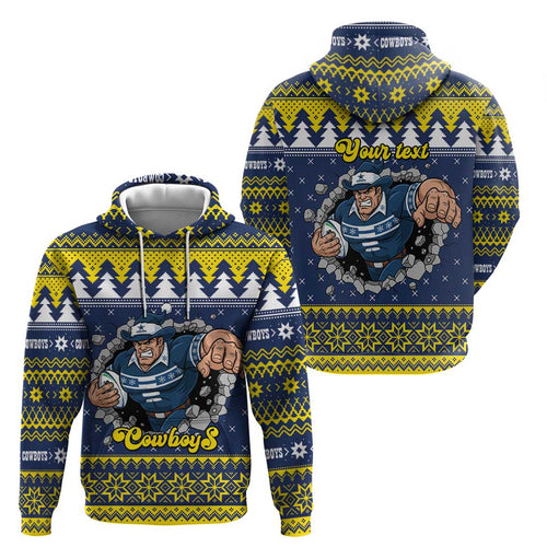 Merry Queensland Cowboys Personalised Hoodie Christmas Rugby League Spirit - Aussie Hoodie