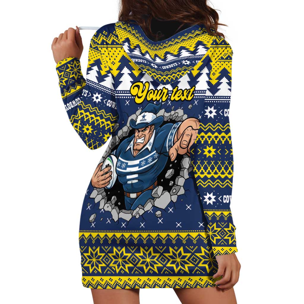 Merry Queensland Cowboys Personalised Hoodie Dress Christmas Rugby League Spirit - Aussie Hoodie