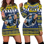 Merry Queensland Cowboys Personalised Hoodie Dress Christmas Rugby League Spirit - Aussie Hoodie