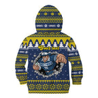 Merry Queensland Cowboys Personalised Kid Hoodie Christmas Rugby League Spirit - Aussie Hoodie