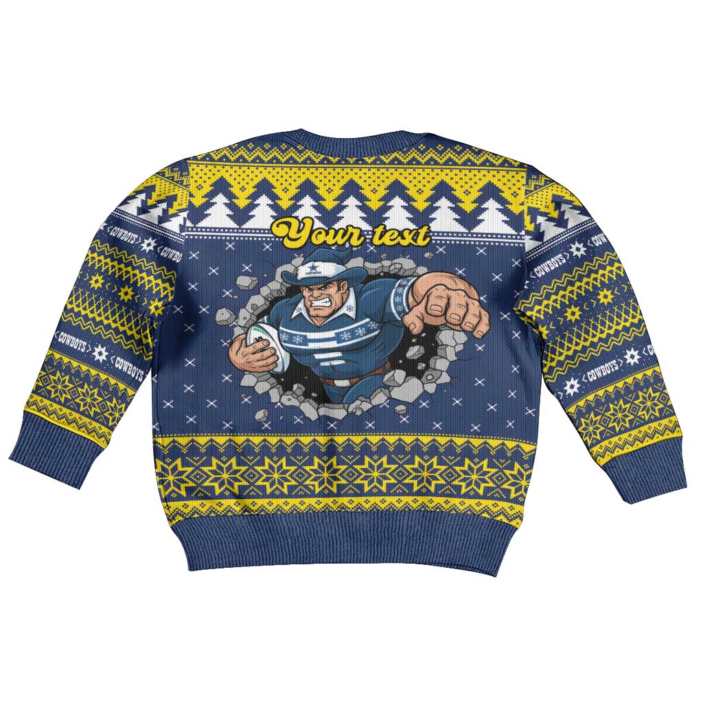Merry Queensland Cowboys Personalised Kid Ugly Christmas Sweater Christmas Rugby League Spirit - Aussie Hoodie