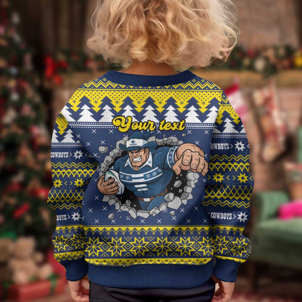 Merry Queensland Cowboys Personalised Kid Ugly Christmas Sweater Christmas Rugby League Spirit - Aussie Hoodie