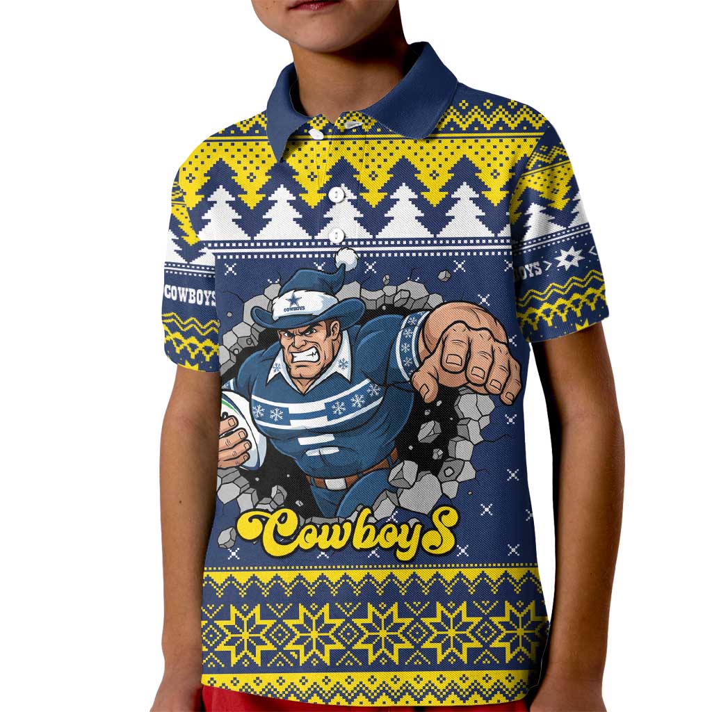 Merry Queensland Cowboys Personalised Kid Polo Shirt Christmas Rugby League Spirit - Aussie Hoodie