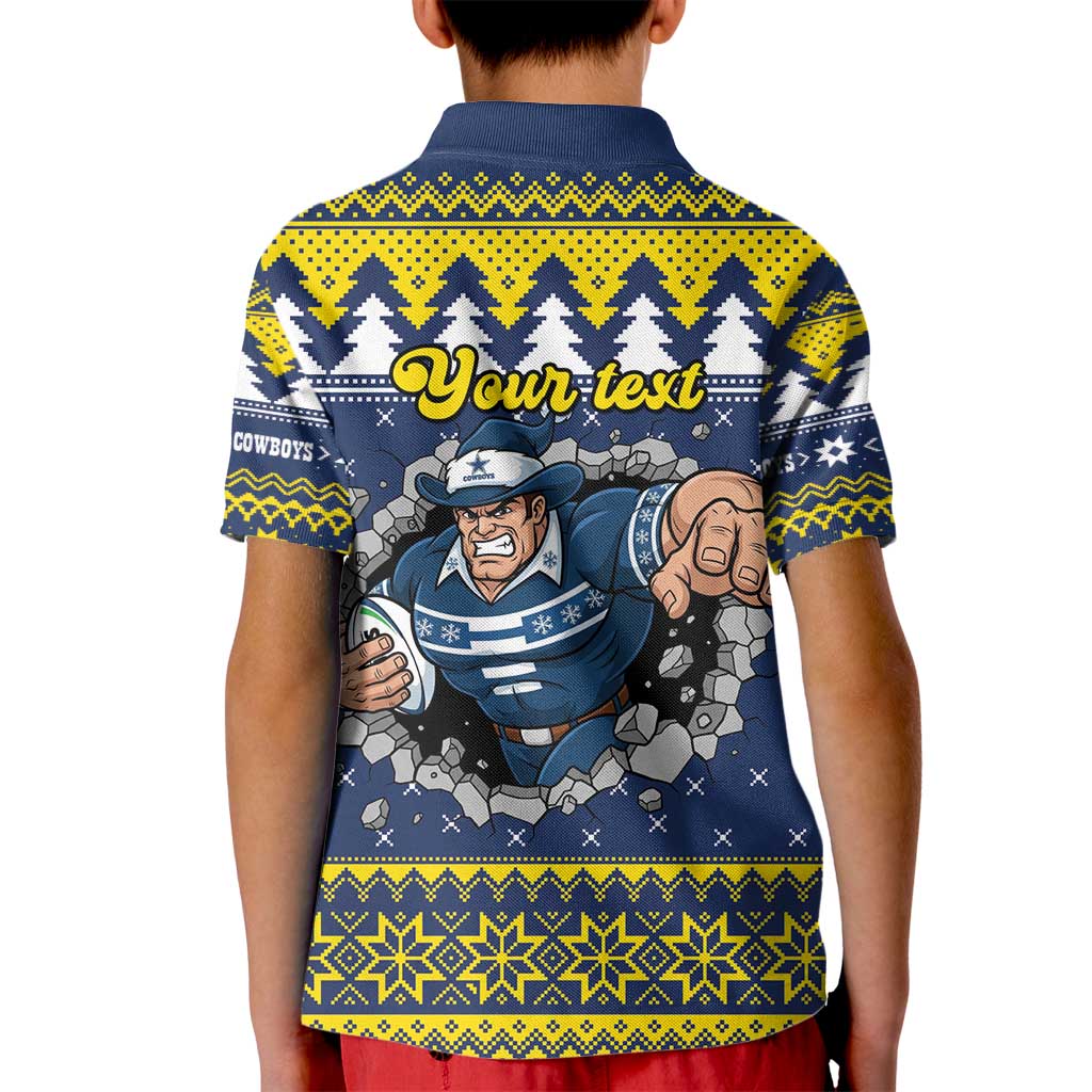 Merry Queensland Cowboys Personalised Kid Polo Shirt Christmas Rugby League Spirit - Aussie Hoodie