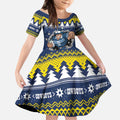 Merry Queensland Cowboys Personalised Kid Short Sleeve Dress Christmas Rugby League Spirit - Aussie Hoodie