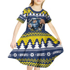 Merry Queensland Cowboys Personalised Kid Short Sleeve Dress Christmas Rugby League Spirit - Aussie Hoodie