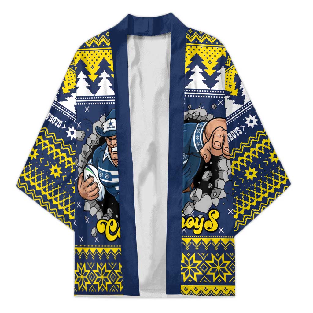 Merry Queensland Cowboys Personalised Kimono Christmas Rugby League Spirit - Aussie Hoodie