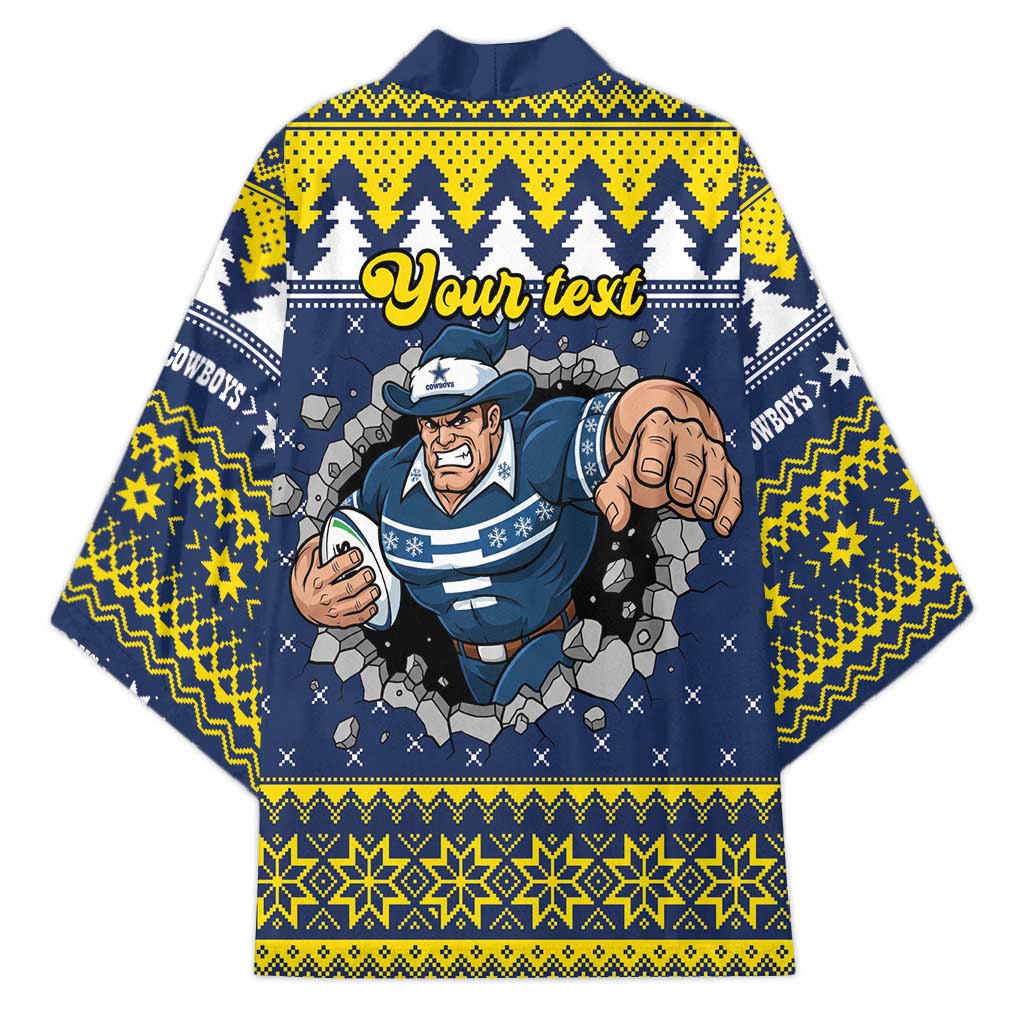 Merry Queensland Cowboys Personalised Kimono Christmas Rugby League Spirit - Aussie Hoodie