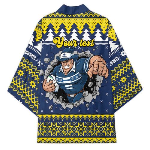 Merry Queensland Cowboys Personalised Kimono Christmas Rugby League Spirit - Aussie Hoodie