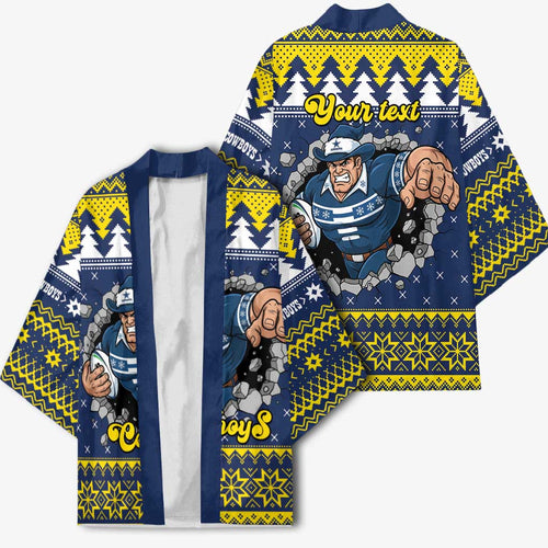 Merry Queensland Cowboys Personalised Kimono Christmas Rugby League Spirit - Aussie Hoodie