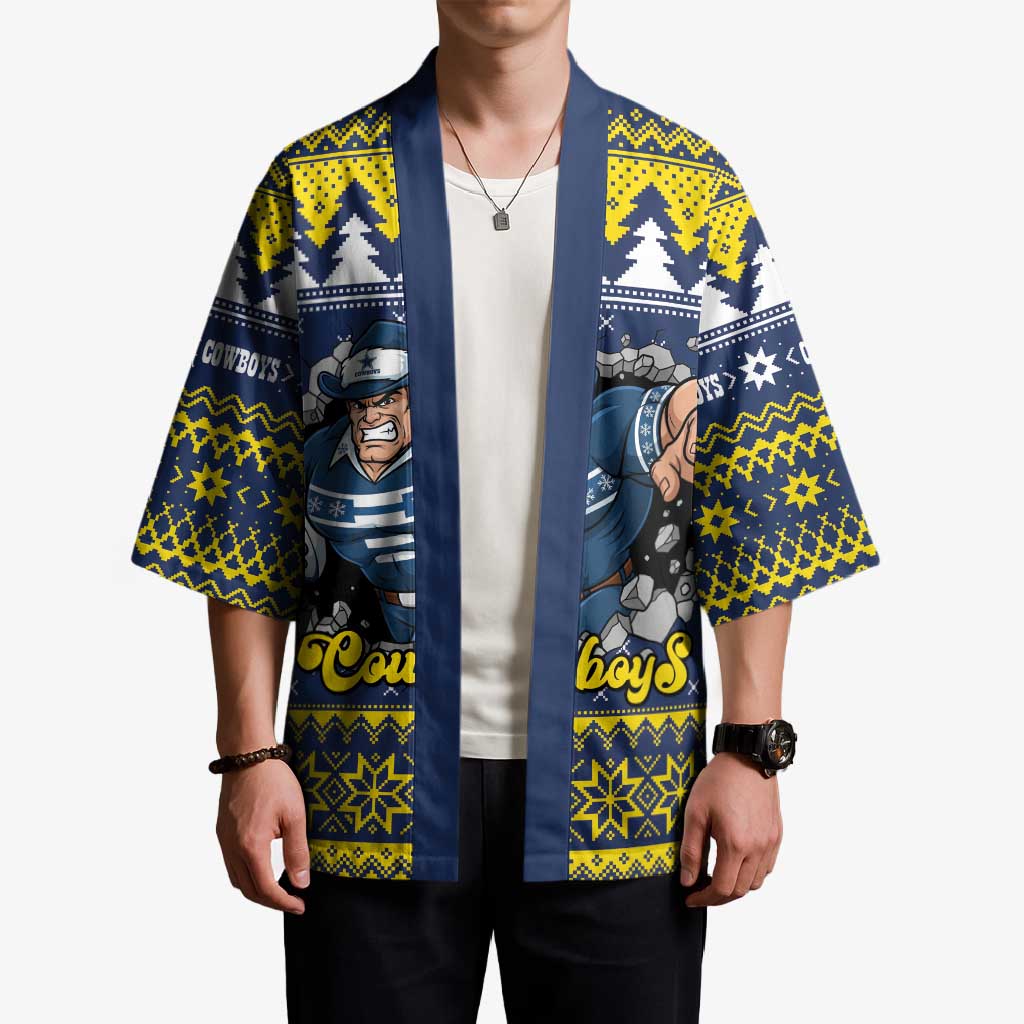 Merry Queensland Cowboys Personalised Kimono Christmas Rugby League Spirit - Aussie Hoodie