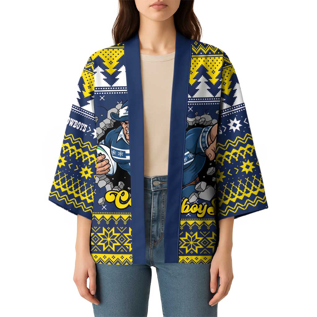 Merry Queensland Cowboys Personalised Kimono Christmas Rugby League Spirit - Aussie Hoodie
