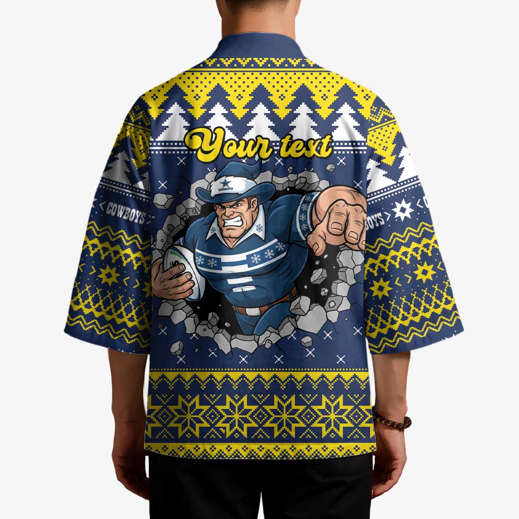 Merry Queensland Cowboys Personalised Kimono Christmas Rugby League Spirit - Aussie Hoodie