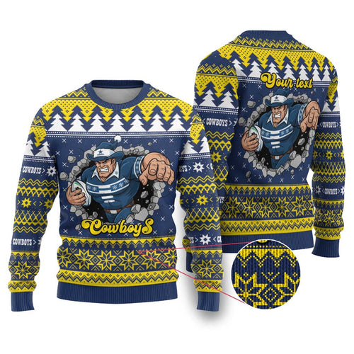 Merry Queensland Cowboys Personalised Ugly Christmas Sweater Christmas Rugby League Spirit - Aussie Hoodie