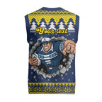 Merry Queensland Cowboys Personalised Christmas Knitted V-Neck Vest Christmas Rugby League Spirit - Aussie Hoodie