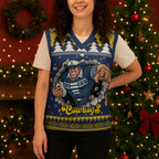 Merry Queensland Cowboys Personalised Christmas Knitted V-Neck Vest Christmas Rugby League Spirit - Aussie Hoodie