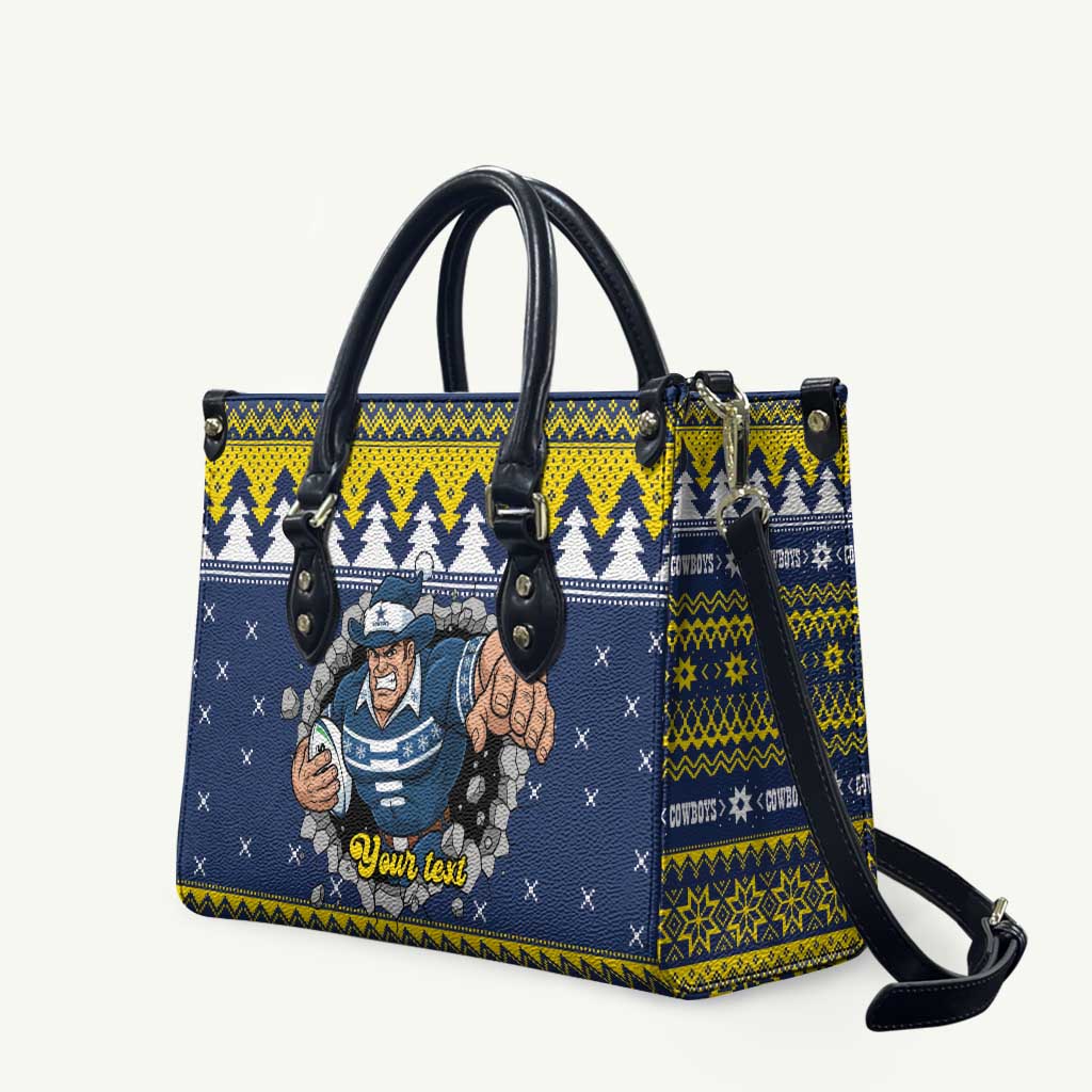 Merry Queensland Cowboys Personalised Leather Bag Christmas Rugby League Spirit - Aussie Hoodie