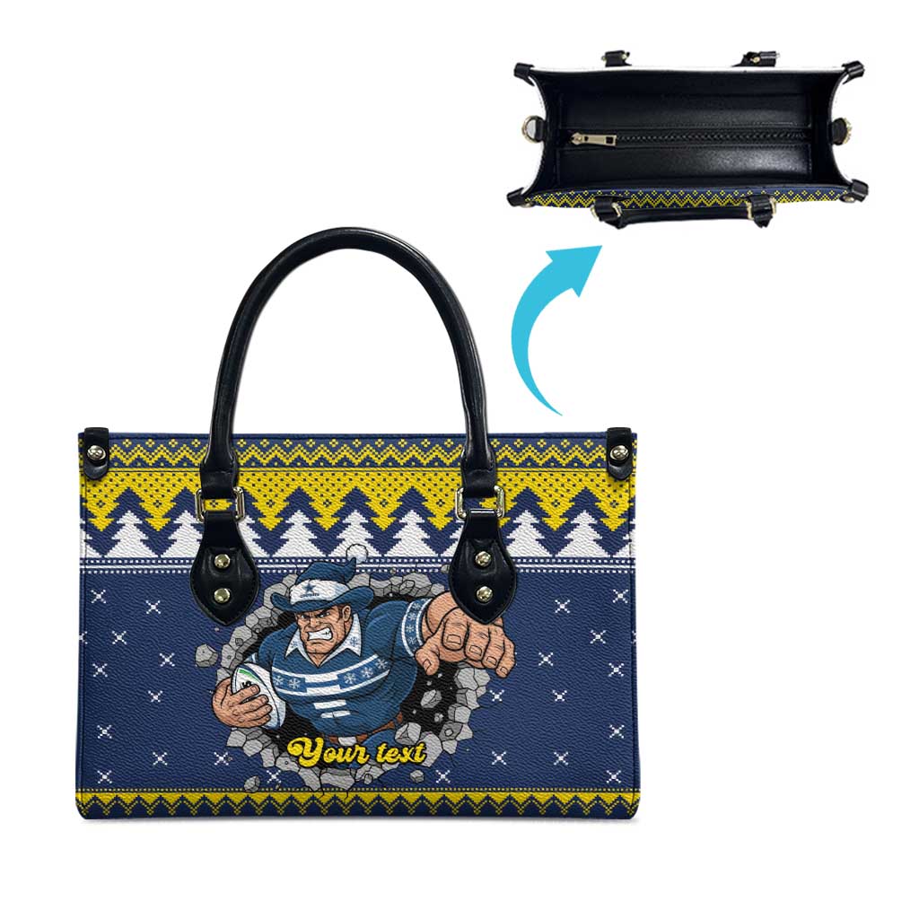 Merry Queensland Cowboys Personalised Leather Bag Christmas Rugby League Spirit - Aussie Hoodie