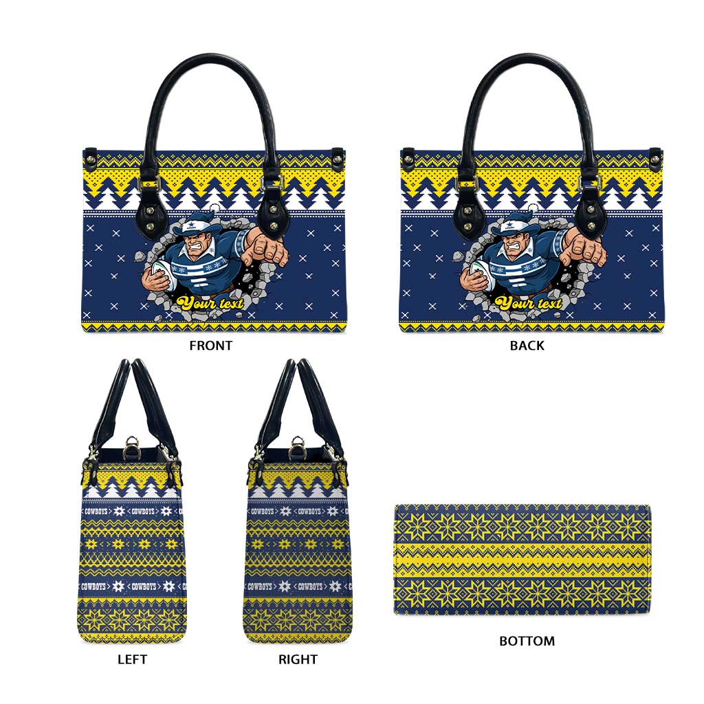 Merry Queensland Cowboys Personalised Leather Bag Christmas Rugby League Spirit - Aussie Hoodie