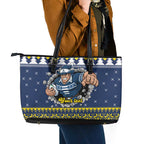 Merry Queensland Cowboys Personalised Leather Tote Bag Christmas Rugby League Spirit - Aussie Hoodie
