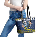 Merry Queensland Cowboys Personalised Leather Tote Bag Christmas Rugby League Spirit - Aussie Hoodie