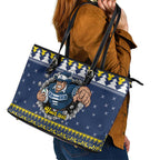 Merry Queensland Cowboys Personalised Leather Tote Bag Christmas Rugby League Spirit - Aussie Hoodie