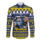 Merry Queensland Cowboys Personalised Long Sleeve Button Shirt Christmas Rugby League Spirit - Aussie Hoodie