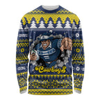 Merry Queensland Cowboys Personalised Long Sleeve Shirt Christmas Rugby League Spirit - Aussie Hoodie