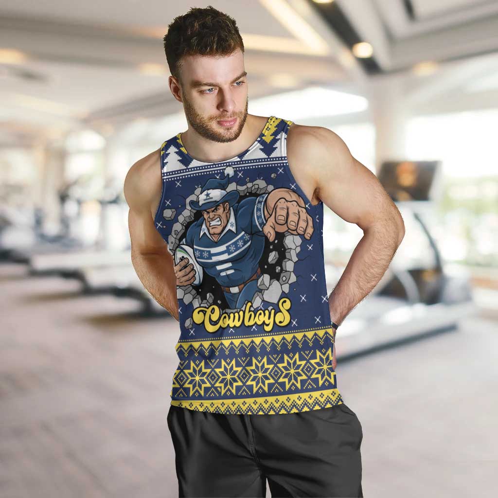 Merry Queensland Cowboys Personalised Men Tank Top Christmas Rugby League Spirit - Aussie Hoodie
