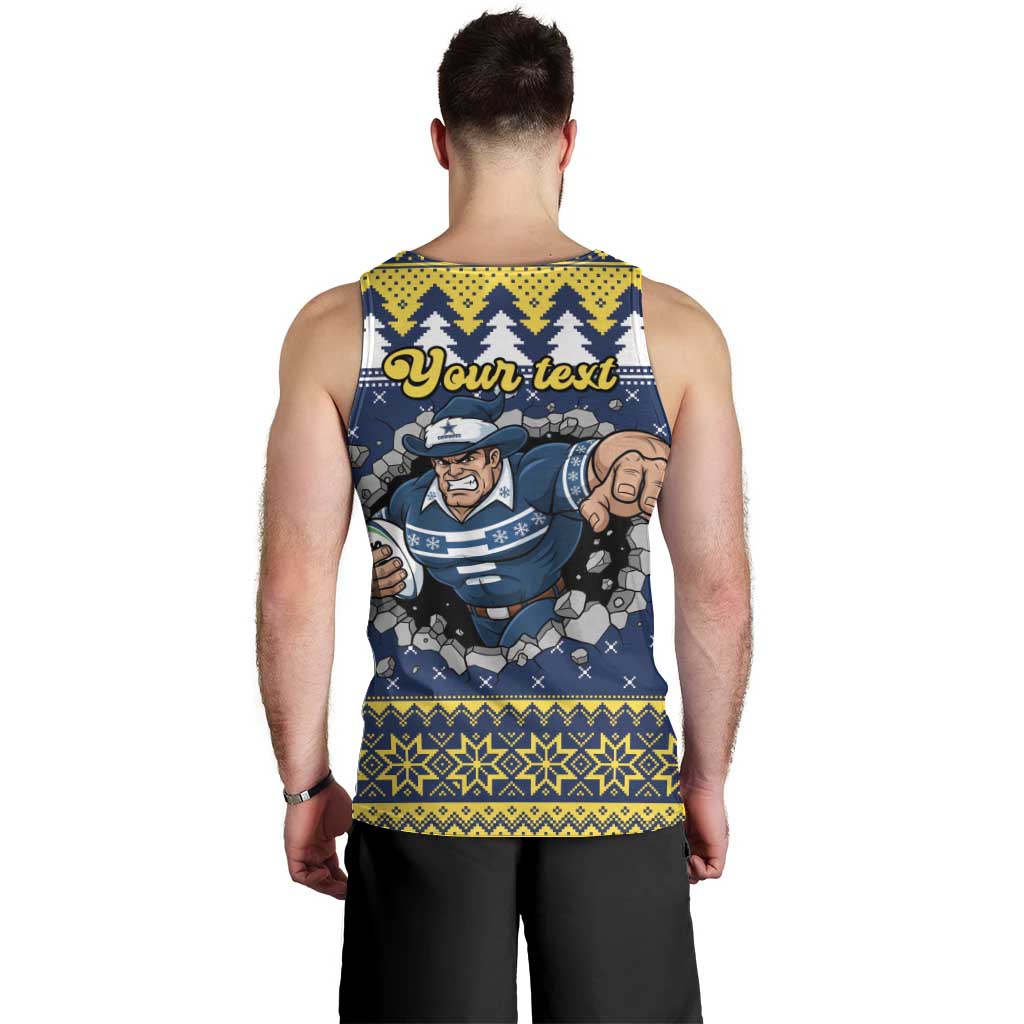 Merry Queensland Cowboys Personalised Men Tank Top Christmas Rugby League Spirit - Aussie Hoodie