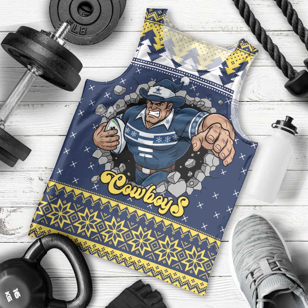 Merry Queensland Cowboys Personalised Men Tank Top Christmas Rugby League Spirit - Aussie Hoodie