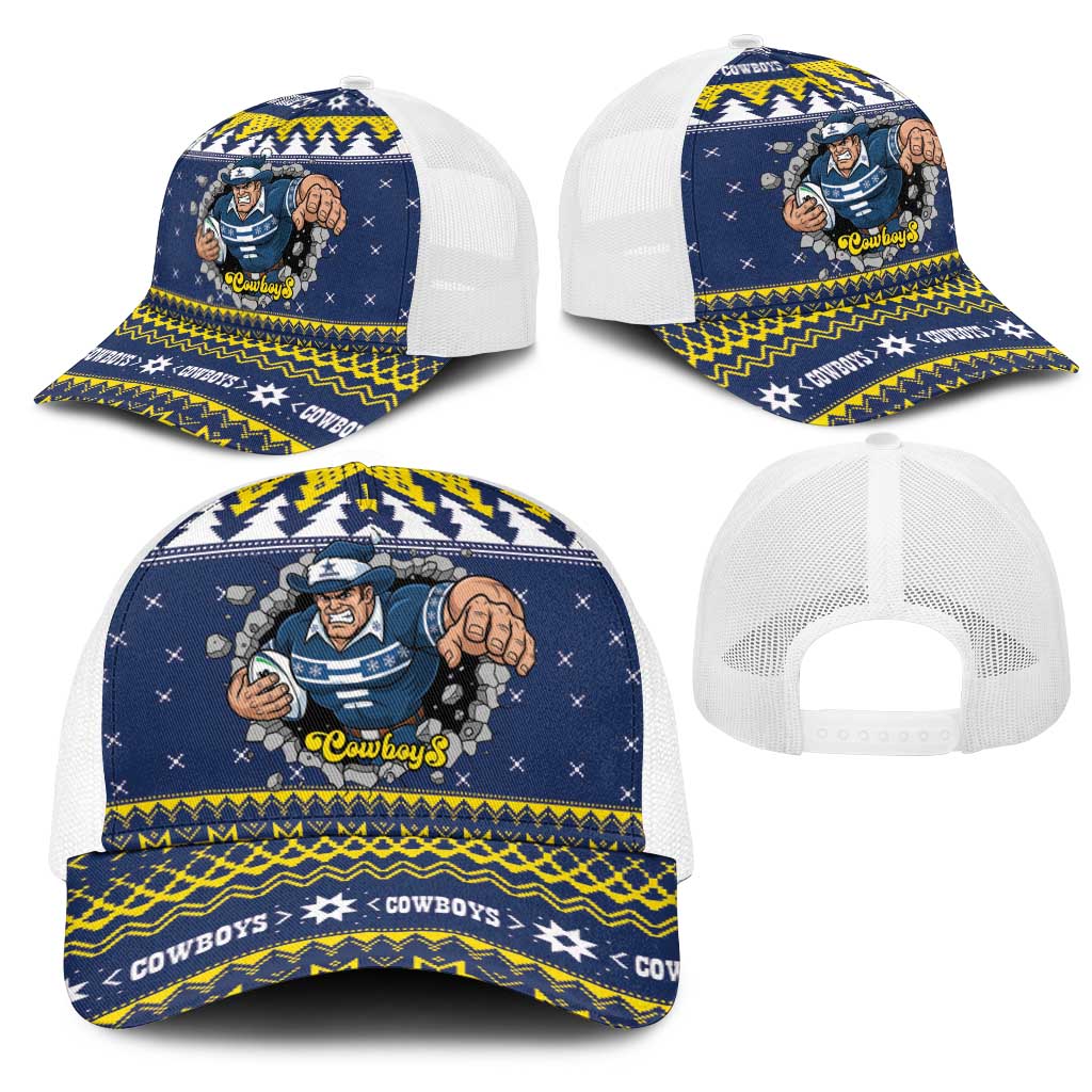 Merry Queensland Cowboys Mesh Trucker Cap Christmas Rugby League Spirit - Aussie Hoodie