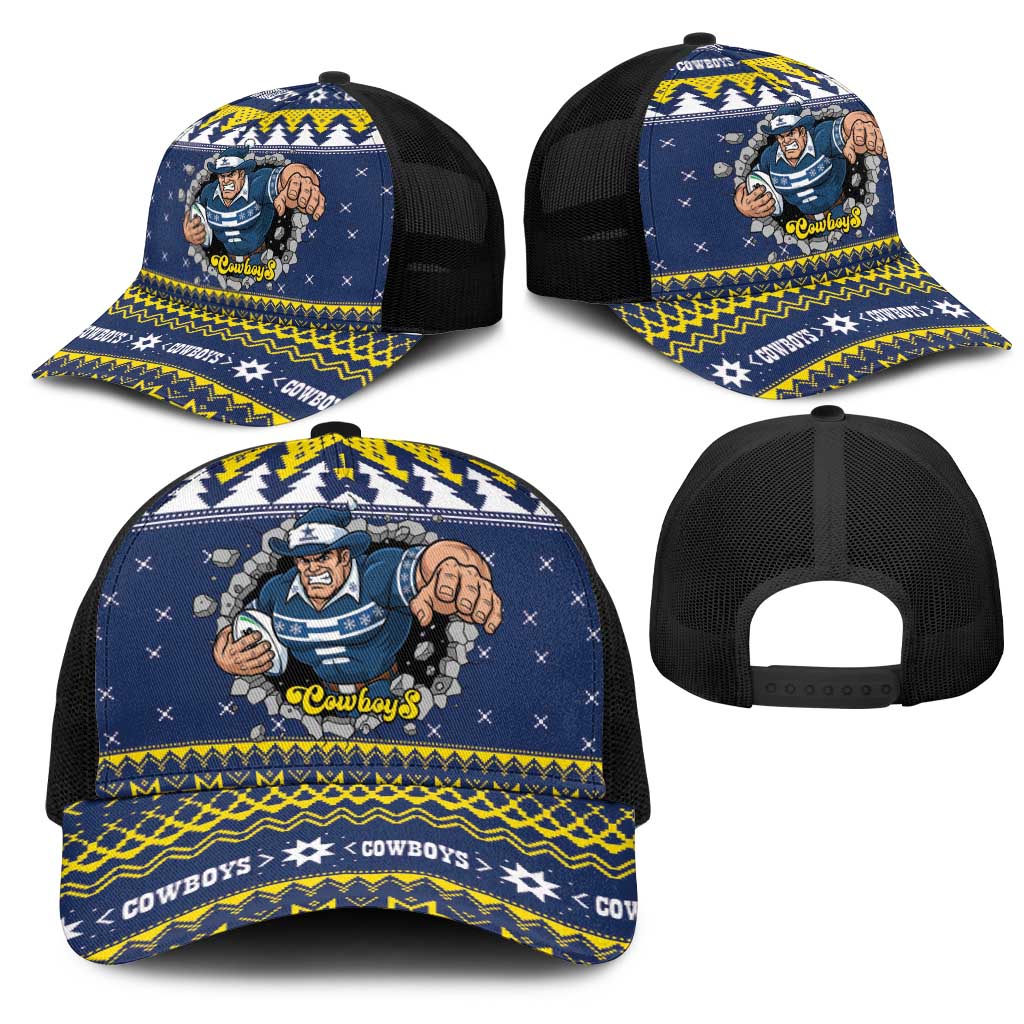 Merry Queensland Cowboys Mesh Trucker Cap Christmas Rugby League Spirit - Aussie Hoodie