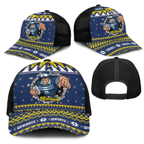 Merry Queensland Cowboys Mesh Trucker Cap Christmas Rugby League Spirit - Aussie Hoodie