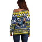 Merry Queensland Cowboys Personalised Off Shoulder Sweater Christmas Rugby League Spirit - Aussie Hoodie