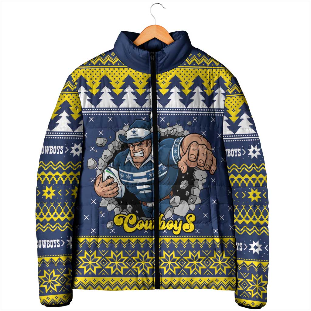 Merry Queensland Cowboys Personalised Padded Jacket Christmas Rugby League Spirit - Aussie Hoodie
