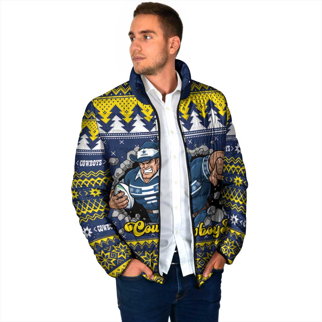 Merry Queensland Cowboys Personalised Padded Jacket Christmas Rugby League Spirit - Aussie Hoodie