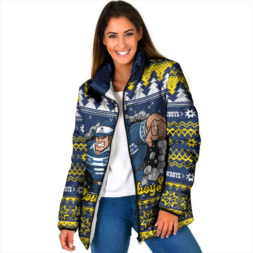 Merry Queensland Cowboys Personalised Padded Jacket Christmas Rugby League Spirit - Aussie Hoodie