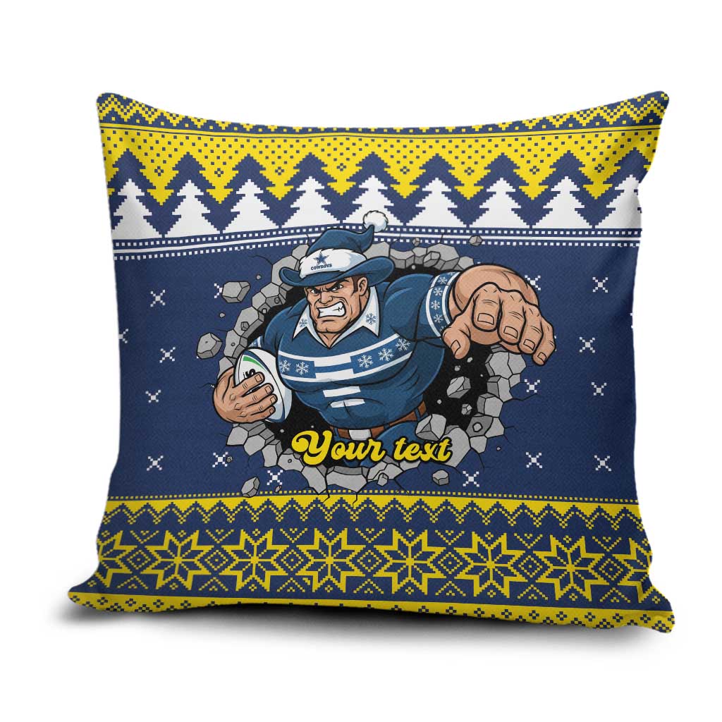 Merry Queensland Cowboys Personalised Pillow Cover Christmas Rugby League Spirit - Aussie Hoodie