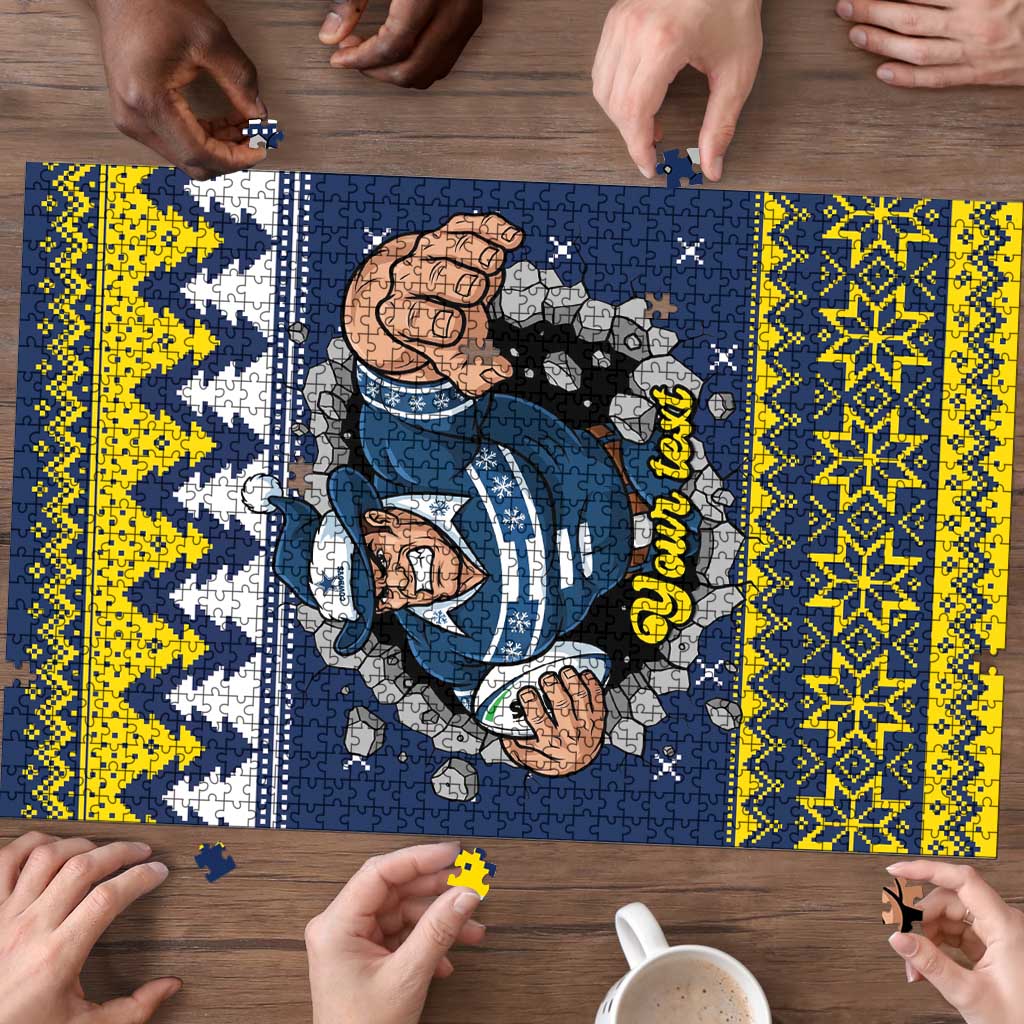 Merry Queensland Cowboys Personalised Puzzle Christmas Rugby League Spirit - Aussie Hoodie
