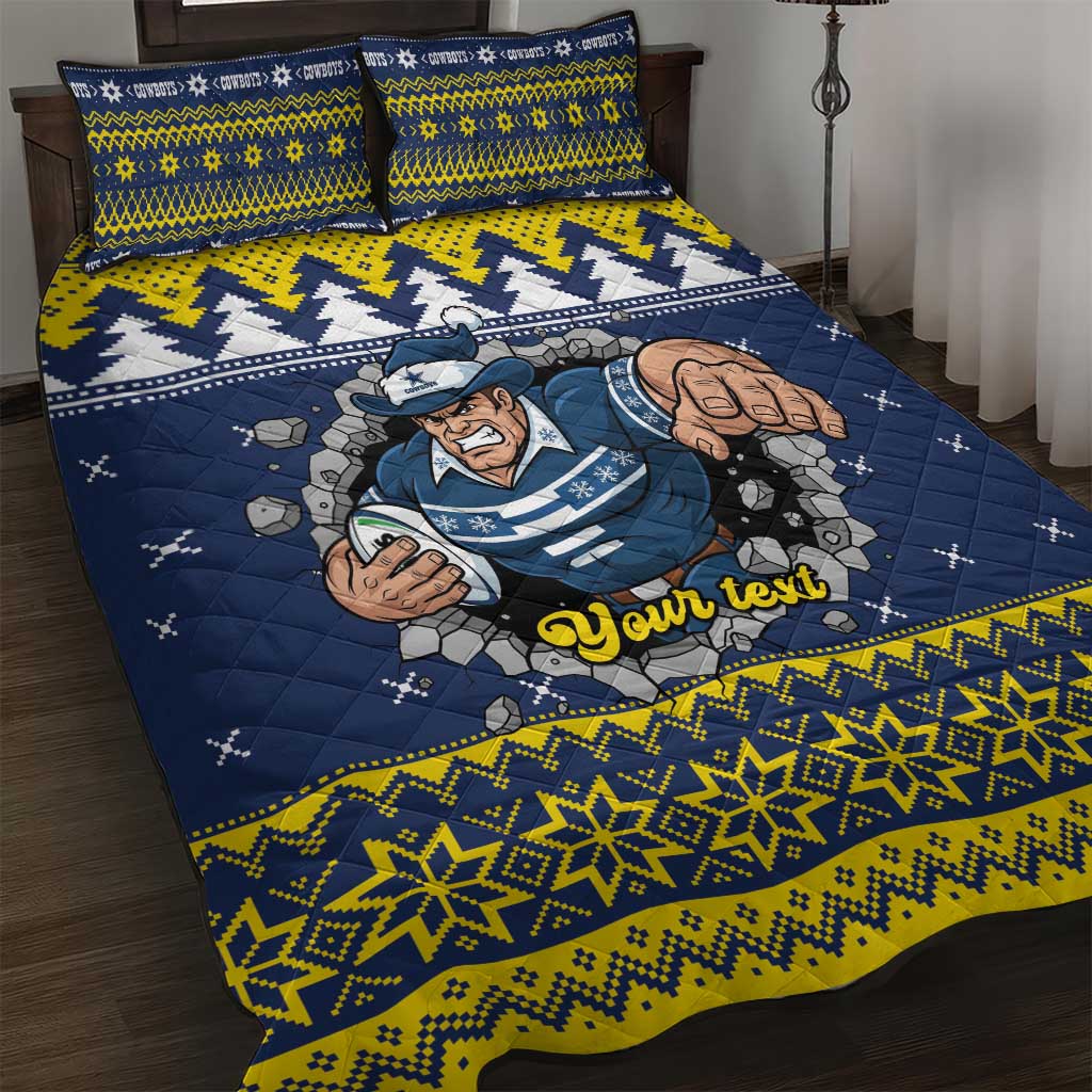 Merry Queensland Cowboys Personalised Quilt Bed Set Christmas Rugby League Spirit - Aussie Hoodie