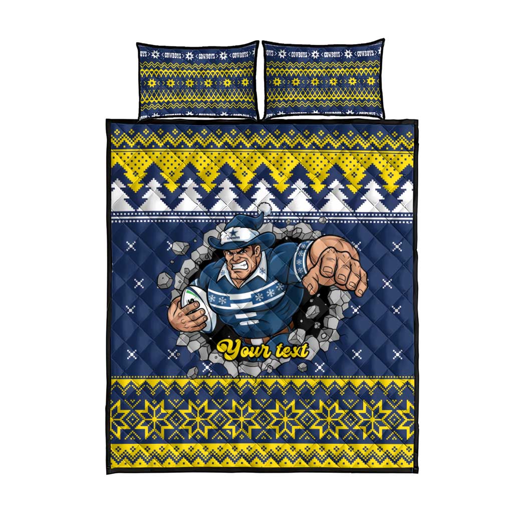 Merry Queensland Cowboys Personalised Quilt Bed Set Christmas Rugby League Spirit - Aussie Hoodie