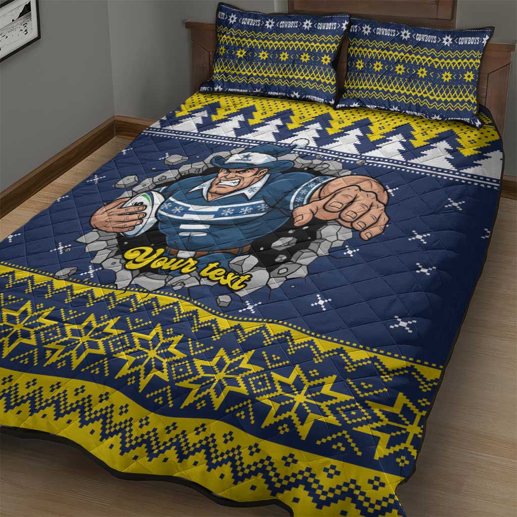 Merry Queensland Cowboys Personalised Quilt Bed Set Christmas Rugby League Spirit - Aussie Hoodie