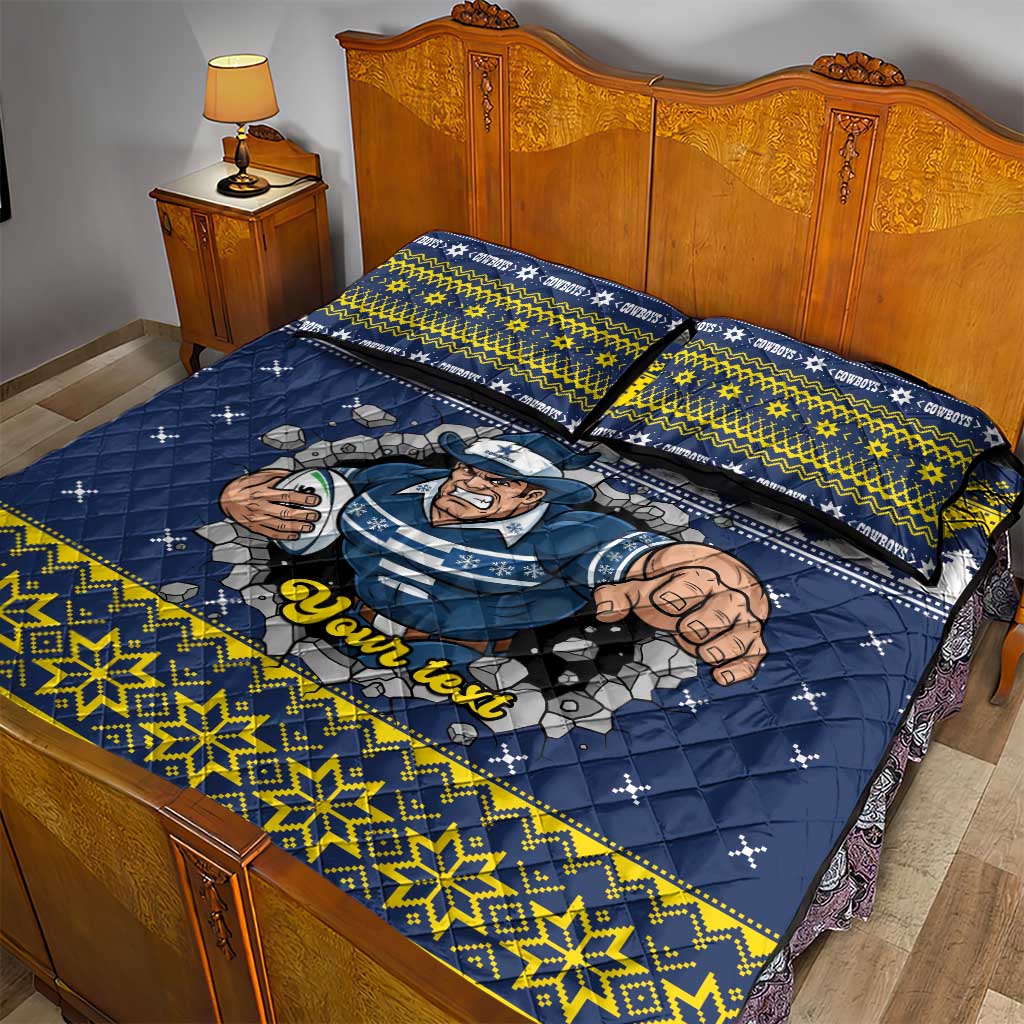 Merry Queensland Cowboys Personalised Quilt Bed Set Christmas Rugby League Spirit - Aussie Hoodie