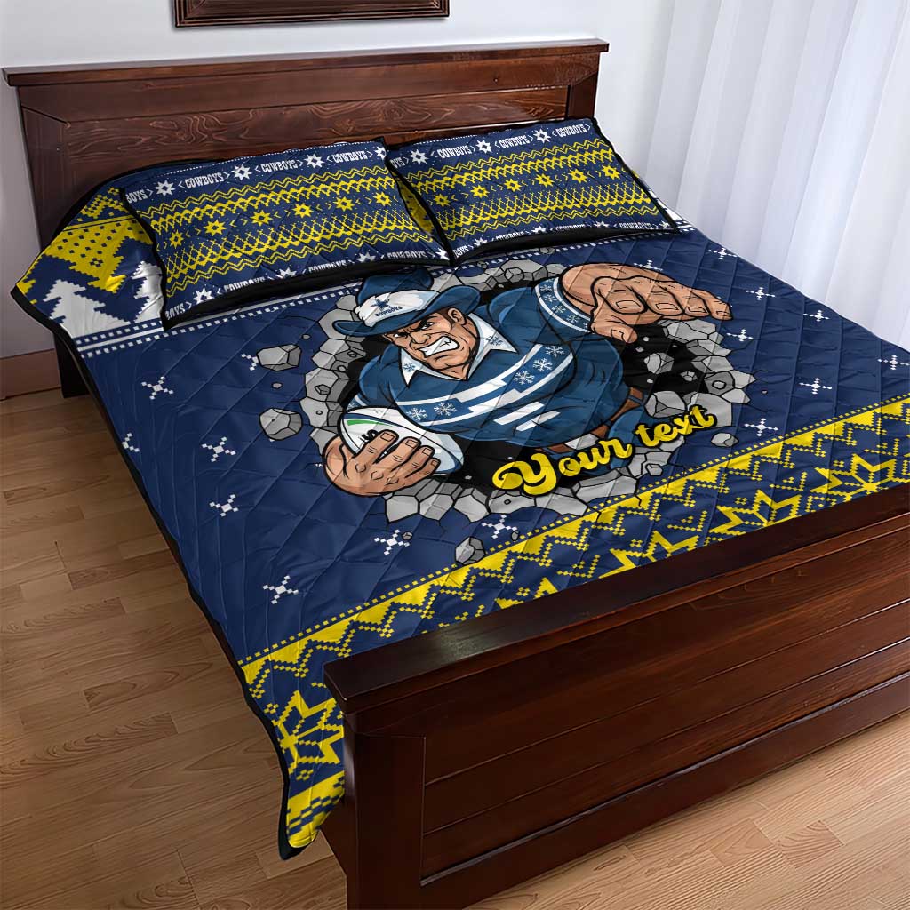 Merry Queensland Cowboys Personalised Quilt Bed Set Christmas Rugby League Spirit - Aussie Hoodie