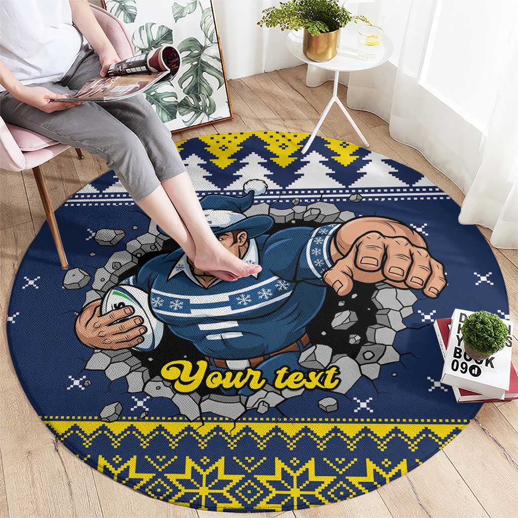 Merry Queensland Cowboys Personalised Round Carpet Christmas Rugby League Spirit - Aussie Hoodie